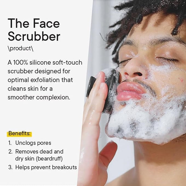 Face Scrubber, Silicone Face Scrubber for Men Facial Cleansing Brush Silicone Face Wash Brush Manual Waterproof Cleansing Skin Care Face Brushes for Exfoliating- Black