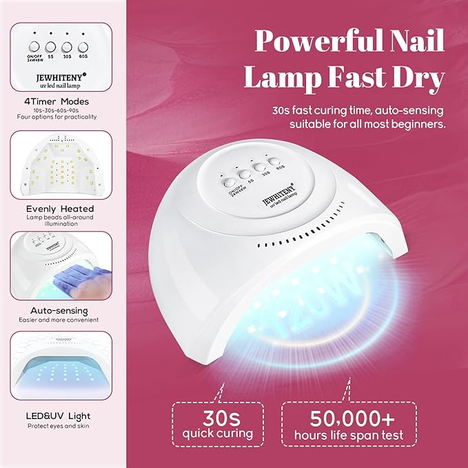 JEWHITENY 45PCS Gel Nail Polish Kit with U V Light LED Nail Lamp 40 Colors Set Manicure Nail Gel Kit