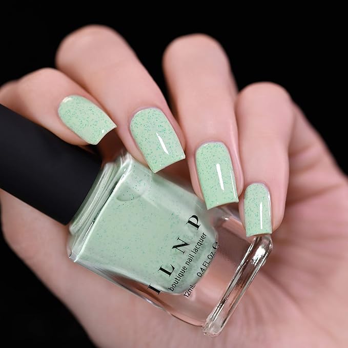 ILNP Dew Drop - Pastel Mint Speckled Nail Polish, Chip Resistant, 7-Free, Non-Toxic, Vegan, Cruelty Free, 12ml