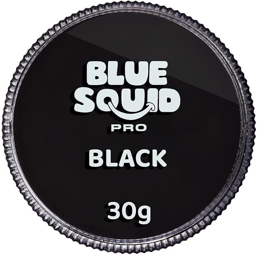 Blue Squid Face Paint Water Based Single Cake Professional Face Paint & Body Paint - Water Activated, Kids Adults Face Painting for Costume, Halloween Makeup, Cosplay - Classic Black Face Paint 30g