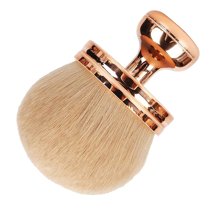 Extra Large Body Makeup Brush For Self Tanner,Makeup Brush For Self Tanner Face Leg,Self Tan Back Applicator,3.0in Sphere Kabuki Brush For Bronzers Blend Self Tanning with Pink Drawstring Bag (Gold)