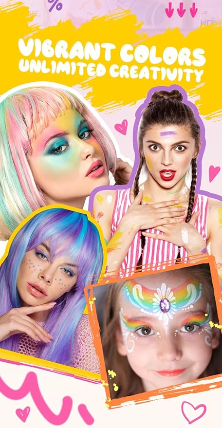 3 in 1 Hair Dye Stick, Temporary Hair Color Wax Stick, Washable Hair Dye for Women & Kids, Highly Pigmented, Pearlized Body Face Paint Makeup for Daily, Halloween Christmas Party Cosplay (Yellow)