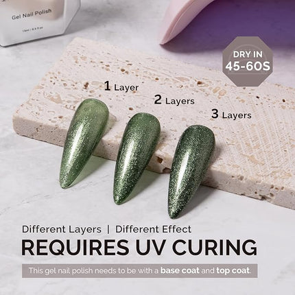 MelodySusie Green Glitter Gel Nail Polish,0.5fl oz Soak Off UV LED Christmas Green Glitter Gel Polish Gift for Women Nail Art Manicure Salon DIY Nail Design Decoration at Home-1751