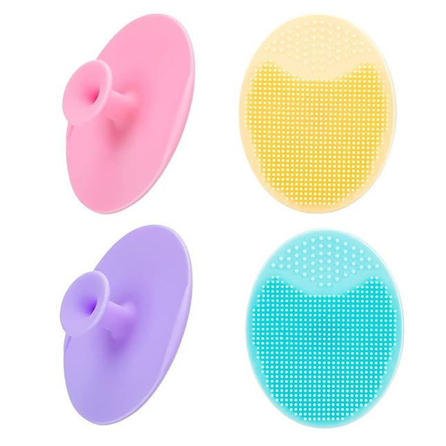 4 Pack Face Scrubber,JEXCULL Soft Silicone Facial Cleansing Brush Face Exfoliator Blackhead Acne Pore Pad Cradle Cap Face Wash Brush for Deep Cleaning Skin Care(Multicolor A)