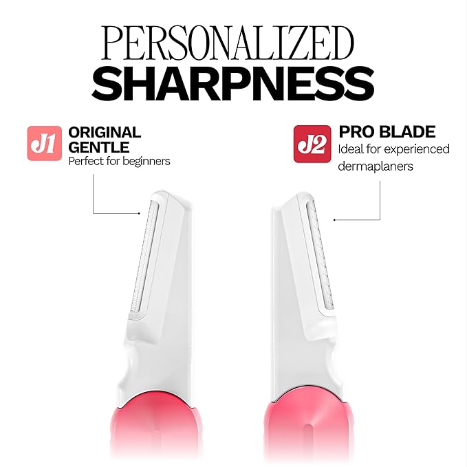 Jill Dermaplane Starter Kit for Women in Rose – Facial Razor & Exfoliating Blade Set with Pre-Shave Magic Wipe, Gentle Skin Cleanser, Glow Moisturizer & 2 Disposable Dermaplane Blades