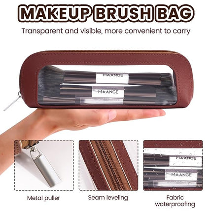 MAANGE 7 PCS Foundation Makeup Brush Set With Bag, Make up Brushes, Eyeshadow Concealer Brush, Double-ended Foundation Contour Powder Blush, Professional Face brush Set Tools For Liquid,Cream (Gray)