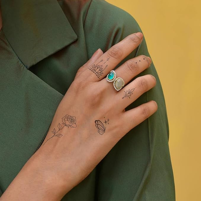 Hand Temporary Tattoo Stickers – Minimalist Designs for DIY Finger Tattoos, Long-Lasting, Waterproof & Realistic, 60+ Tiny Semi-Permanent Tattoos for Women
