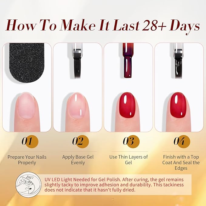 Born Pretty Jelly Gel Nail Polish,Halloween Fall Winter Transparent Gel Polish,Christmas Brown Blood Wine Red Orange Green Blue,Soak Off U v LED Light Cure Nail Art Kit for Salon and DIY at Home