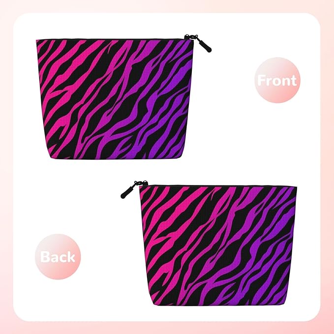 MOLAIGIN Zebra Print Black Pink Cosmetic Bag For Women, Travel Makeup Bag, Toiletry Zipper Bag, Large Capacity Aesthetic Cases