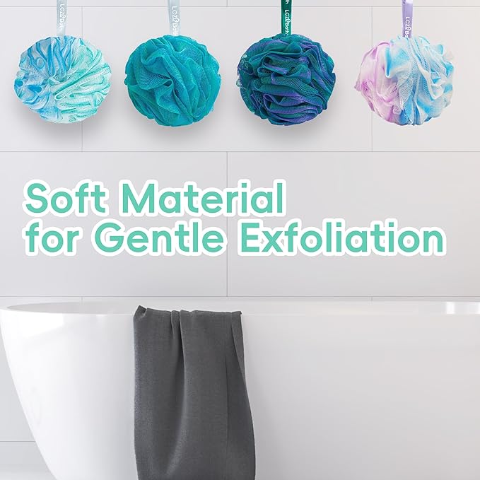 Shower Loofah 4PCS Soft Bath Body Sponge 60g Loofa Set Thick Wash Puffs for Women and Men