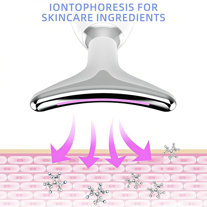 7-Color LED Facial Massager Tool, face Massager Tool with Vibration, Gua Sha-Inspired Design + Cooling Gel for Skin Firming & Daily Skincare Routine