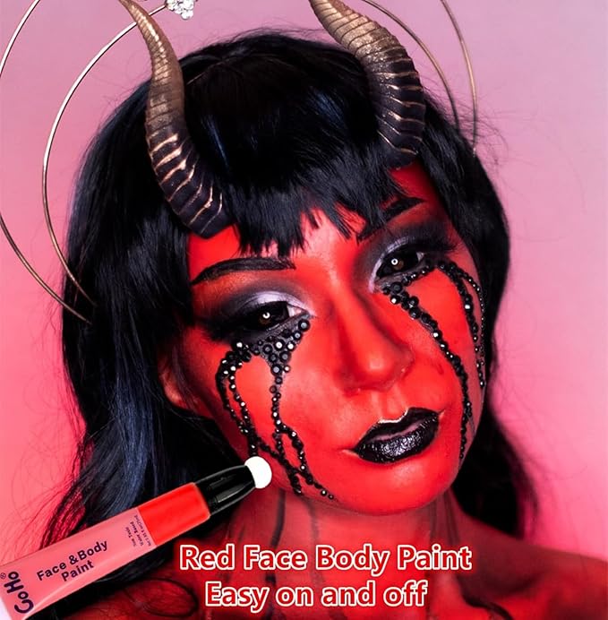 Go Ho Red Black and Royal Blue Face Body Paint Stick,Water Based Washable Hypoallergenic for Halloween Cosplay SFX Goths Vampires Clowns Zombies Makeup