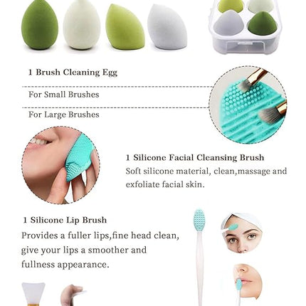 Makeup Brushes 30 Pcs Makeup Kit,Foundation Brush Eyeshadow Brush Make up Brushes Set (Green, 30 Piece Set Large)