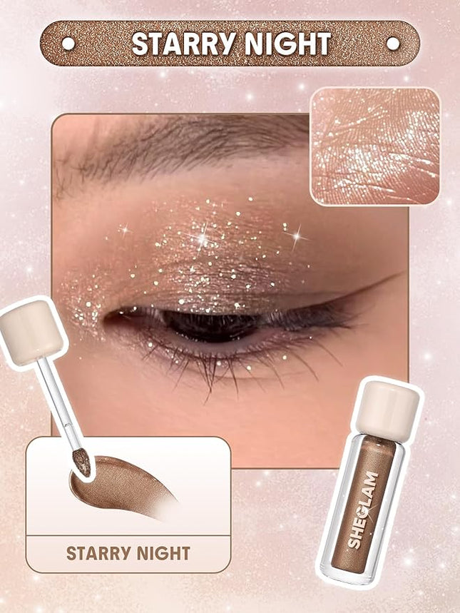SHEGLAM Airglow Eye Tint 16 Hours Long-Lasting Liquid Eyeshadow Shimmer High-Impact Color Single Eyeshadow - Starry Night