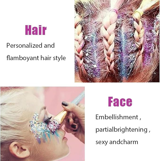 Gold Face Body Glitter Stick, Rotating Mermaid Face Glitter Stick, Holographic Chunky Glitters for Face/Body/Hair/Eye/Lip