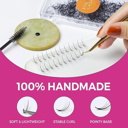 Eyesy Lash 500 Wispy Promade Fans - 5D 0.07 Size 12mm Curl CC - Natural Wispy Lashes Loose Premade Lash Fans for Eyelash Extensions Handmade Pre Made Eyelashes for Spiky, Volume, Natural Look