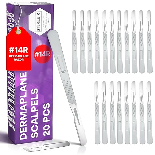Disposable 14R Dermaplaning Razors - Pack of 20 Dermaplane Razor for Women Face, Dermaplane Scalpels Dermaplaning Tool for Face