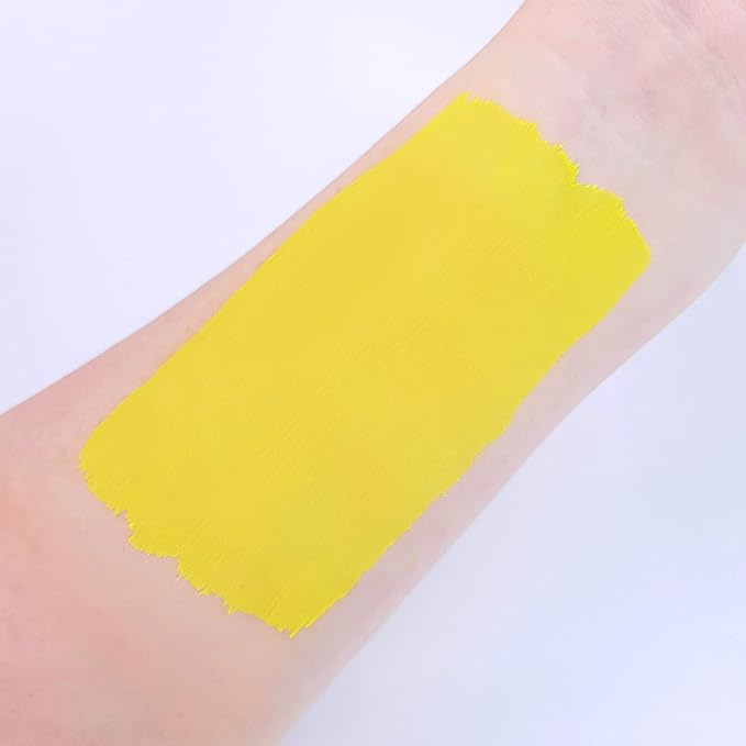 Pro Intense Neon UV Face & Body Paint Cake Pots by Moon Glow - Intense Yellow - Professional Water Based Face Paint Makeup for Adults, Kids - 1.26oz