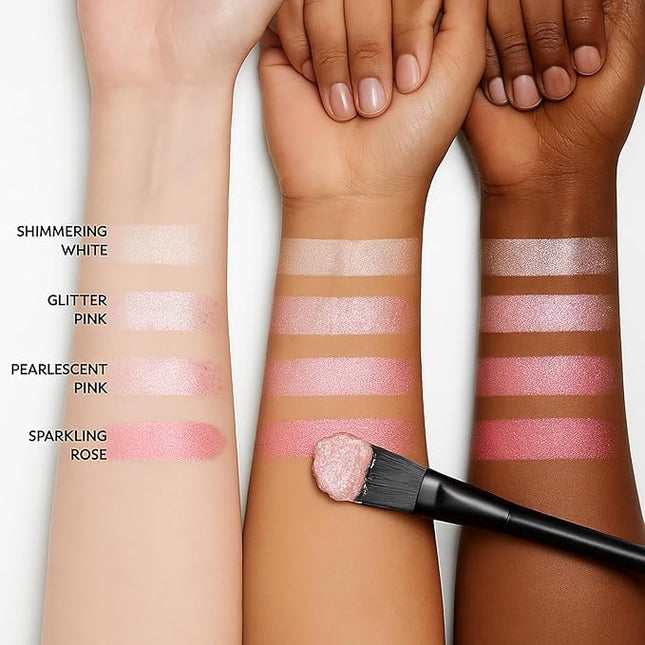 K'APEINE Glitter Eyeshadow Palette, 4 Colors Fine Shimmer Eye Shasows Sparkle Pink White Makeup Palette Diamond Bright Eyeshadow Highly Pigmented Makeup Kit Long Lasting for Women Girls Daily, Party