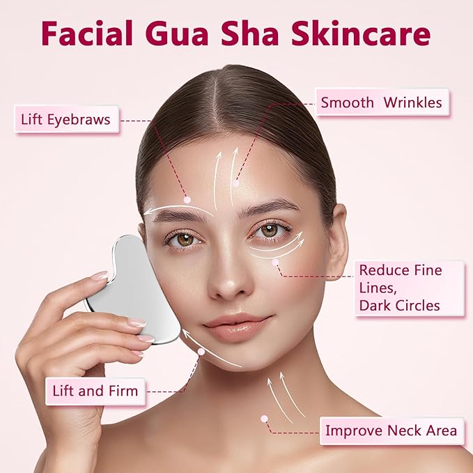Ice Roller for Face & Eye, Vitamin E Rose Oil & Gua Sha Set, Gua Sha Oil for Face & Body, Reduces Puffiness Relieves Migraines Skin Care Tools, Facial Massager Tool & Self Care Gifts for Women