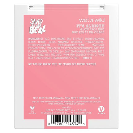 wet n wild Saved By The Bell Highlighter & Illuminator Glow Face Duo, Buttery Soft Shimmer Powder, Buildable & Blendable Radiance, Infused with Micro-Fine Pearls, Cruelty-Free – It's Alright