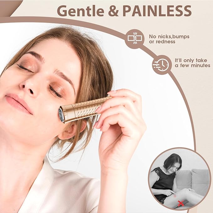 Facial Hair Removal for Women, Rechargeable Hair Removal Device, Painless Face Electric Razor/Shaver for Lip, Arms, Face, Peach Fuzz(Blush)