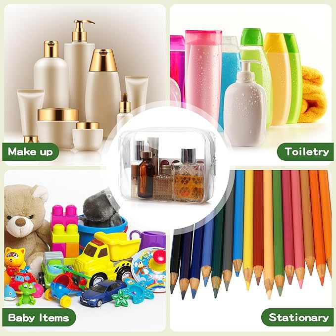 Weewooday 12 Pieces Clear Makeup Bags Cosmetic Storage Bags PVC Zipper Pouches Travel Waterproof Makeup Plastic Case for Women Organizing Toiletries Traveling Bathroom