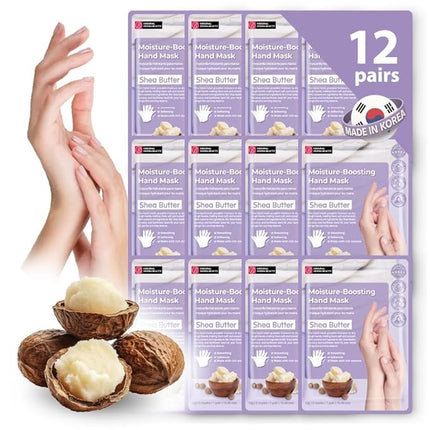 Innerest 12 Pairs Original Derma Beauty Hand Mask Bulk Moisturizing Hand Gloves for Dry Hands Nail Care Essential (Shea Butter)