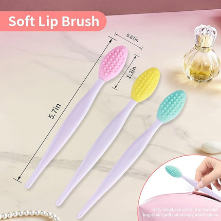 5 Pcs Mini Exfoliating Brush Set - 2 Pcs Silicone Facial Cleansing Brush and 3 Pcs Lip Scrub Brush