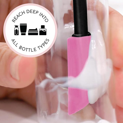 S&T INC. Makeup Spatula, Large and Mini Silicone Spatula Set for Cosmetics, Shampoo, Hair Care, and Skin Care Products, 2 Piece Set, Black/Pink