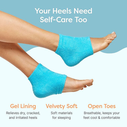 ZenToes Moisturizing Socks for Cracked Heel Treatment, Vitamin E, Olive Oil and Jojoba Oil Infused Heel Socks, Galentines Day Gifts, Self Care Gifts for Women (Fuzzy Blue, Regular)