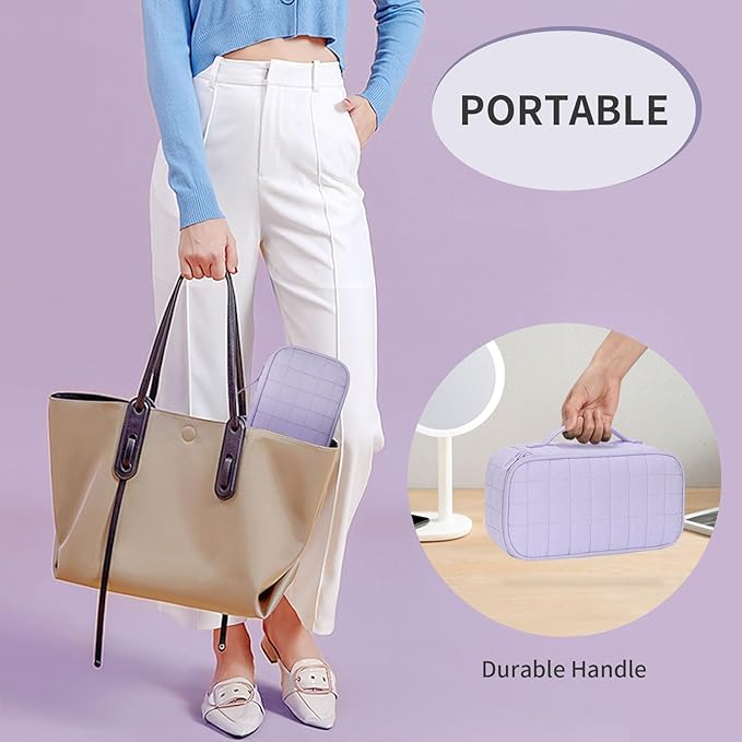 OCHEAL Small Makeup Bag,Portable Cute Travel Makeup Bag Pouch for Women Girls Makeup Brush Organizer Cosmetics Bags with Compartment-Purple