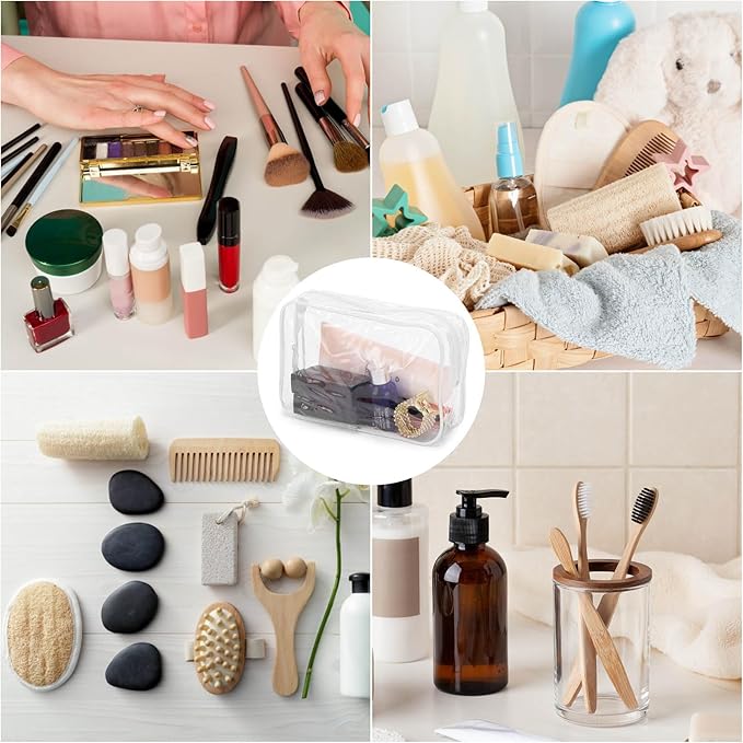 Tbestmax 20 Pack Clear Cosmetic Bags Makeup Bags Portable Waterproof Travel Toiletry Bags Organizer White, 7.5"x 4.8"x 2.3"