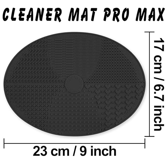 Makeup Brush Cleaner Mat Silicone Brush Cleaning Mat Big Size Make Up Brush Clean Pad with Suction Cup for Makeup Brush Cleaning (Black)