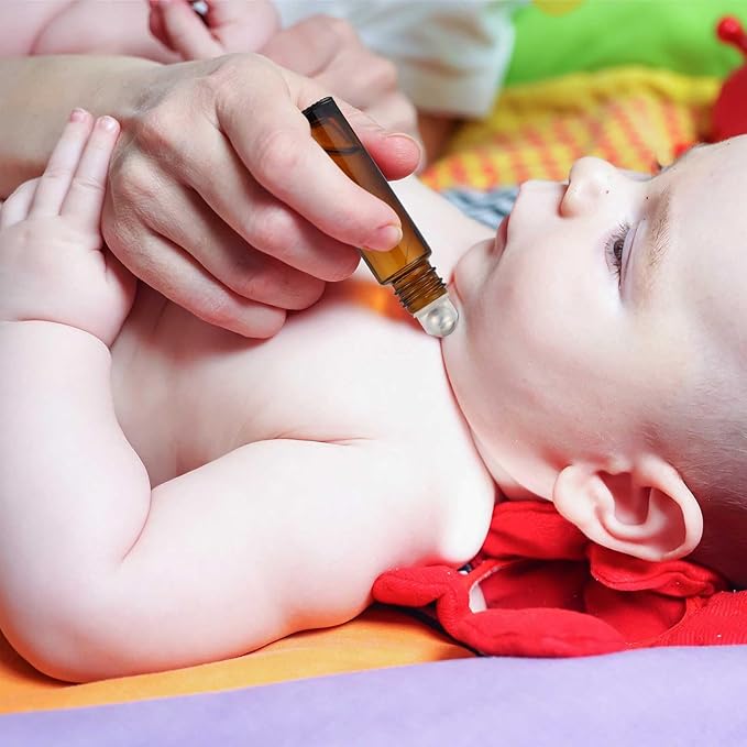 Sumind 150 Pcs Essential Oil Roller Bottles 10 ml Glass Empty Roll on Bottles with Stainless Steel Balls Leak Proof with 5 Funnel for Travel Essential Oil(Amber, Gold)