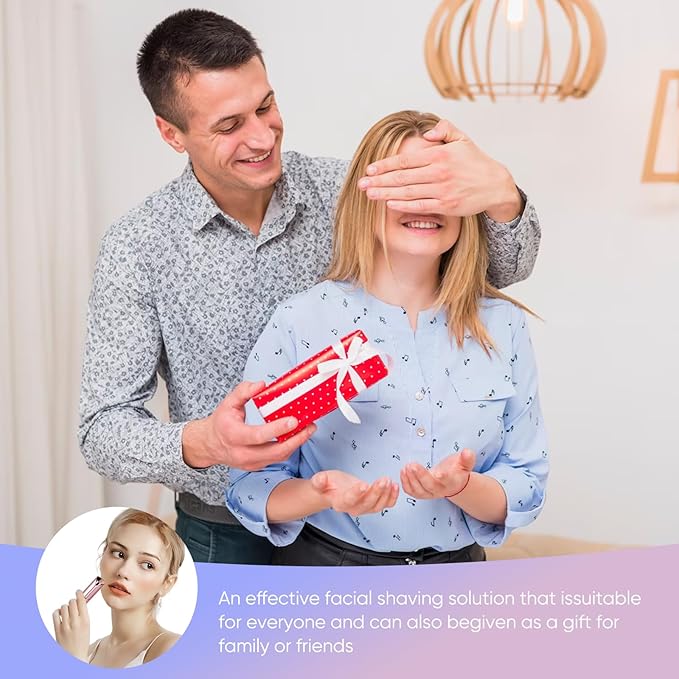 Facial Hair Remover for Women- as Seen on TV Painless Face Shaver -Mini Hair Remover, Electric Razor Shaver Portable Bikini Epilator for Lips, Chin, Armpit, Peach Fuzz,Neck, Cheek(Rose Gold)