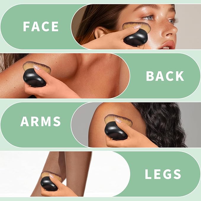 Extra-Large 75mm Body Makeup Brush Vegan Synthetic Bristles for Streak-Free Self Tanner, Bronzer & Foundation, Wet/Dry Use, Oval Face & Back Application–Pink Rose Gold