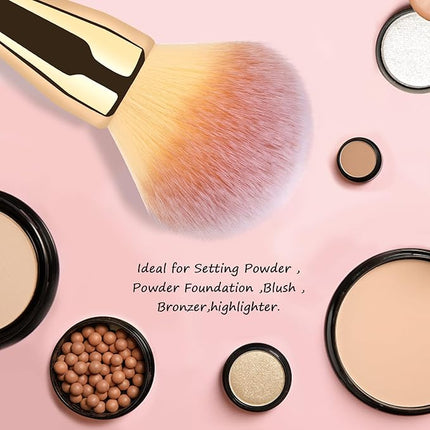 Powder Brush,Daubigny Large Powder Brush Flat Arched Premium Durable Kabuki Makeup Brush Perfect For Blending Liquid,Cream and Flawless Powder,Buffing, Blending,Concealer (Gold)