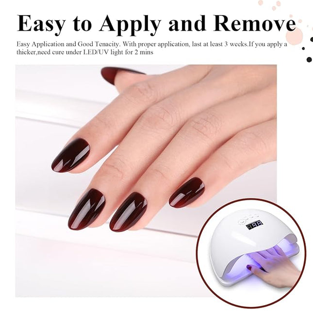 Imtiti Dark Red Gel Nail Polish, 1 Pcs 15ml Chocolate Brown Autumn Winter Gel Polish UV LED Soak Off Nail Art Manicure at Home Gift for Women Girl