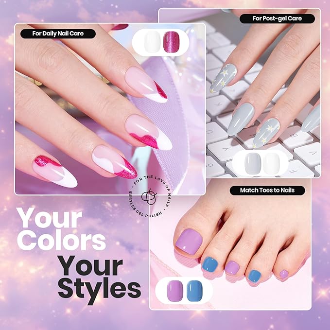 Beetles Nail Polish Set - Quick Dry Nail Polish Kit 12 Colors Pink Glitter Green Blue Yellow Red Regular Air Dry Fingernail Polish Pack for Women Gift Beetles Colorful Canvas 12 Colors