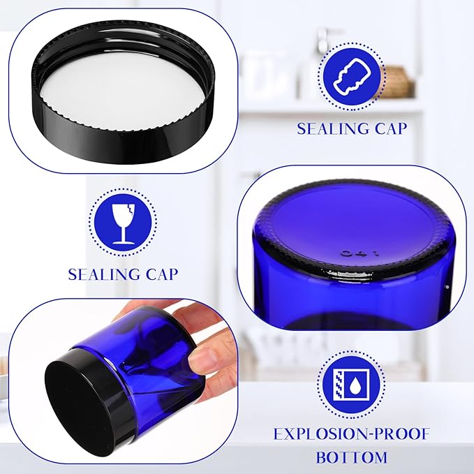 Norme 36 Pcs 4 oz Glass Jars with Lids Leakproof Round Airtight Empty Cosmetic Jars with Inner Liners Lid for Storing Lotions Powder Ointments Candle Making Tins (Blue,Black)