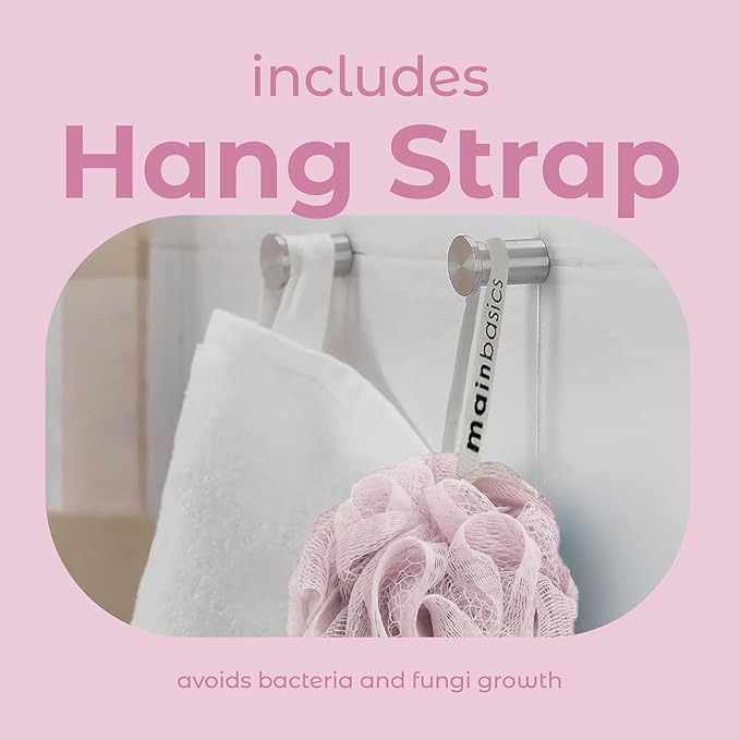 MainBasics Bath Shower Loofah Sponge Pouf Body Scrubber Exfoliator Body Wash Sponge (Set of 3, Perfectly Pink)