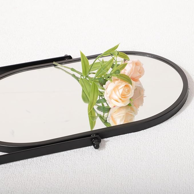 Metal Stand Adjustable Makeup Vanity Mirror Portable Black Small Desktop Mirror with 180° Rotation Desk Mirrors for Dressing Room,Bedroom, Bathroom,Tabletop