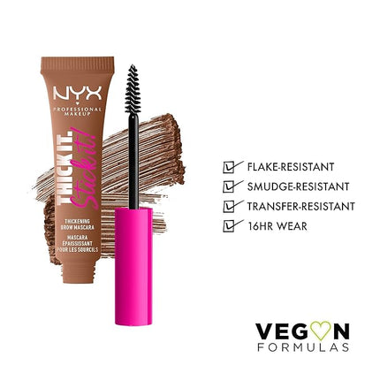 NYX PROFESSIONAL MAKEUP Thick It Stick It Thickening Brow Mascara, Eyebrow Gel - Auburn