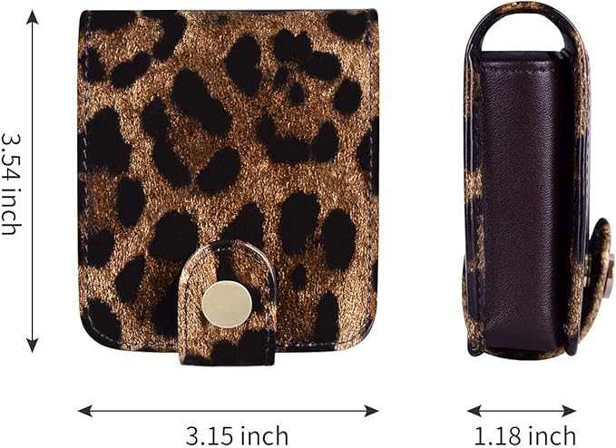 Cockatoo Leather Lipstick Case with Mirror Makeup Holder Portable Small Cosmetic Bag for Women More Colors