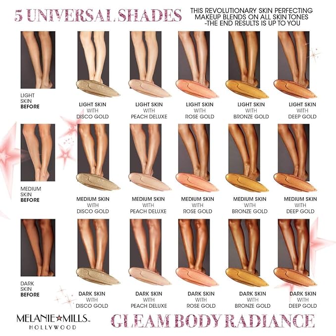 Gleam Body Radiance All In One Makeup, Moisturizer & Glow For Face & Body - Bronze Gold, 3.4 fl.oz.