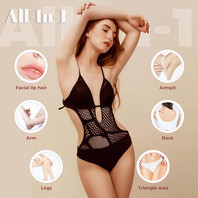 Wax Beads,5 Packs Hard Wax Beads Waxing at Home for Hair Removal - Hard Wax for Sensitive Skin Women with sticks, Bikini Brazilian Body Face Waxing (5 * 100g, Coconut & Rose)