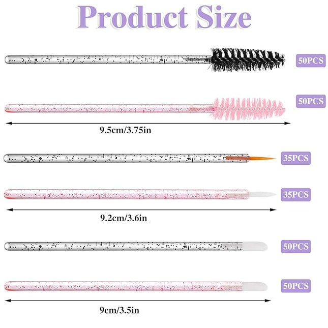 270 PCS Crystal Disposable Makeup Applicators Kit, Makeup Artist Must Haves Tools 100 Mascara Wands 100 Lipstick Applicators 70 Eyeliner Brushes with Organizer Box Galentines Valentines Day Gifts