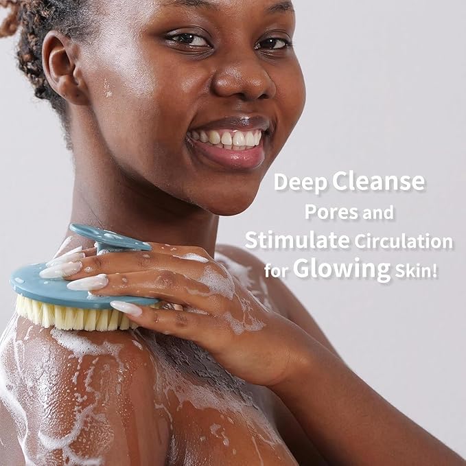 Body Scrubber 2 Pack, BEAUTAIL Shower Bath Brush, 1 Pack PP Body Brush Gray and 1 Pack Silicone Body Scrubber Black, Gentle Exfoliating for Women Men Baby Sensitive Skin