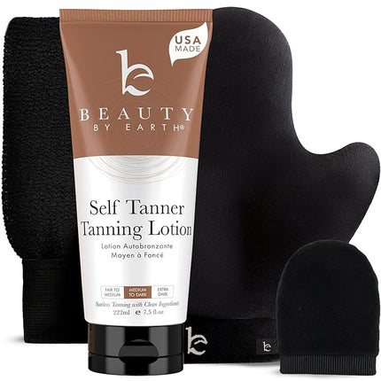Self Tanner with Tanning Mitt - USA Made Sunless Self Tanning Lotion with Organic Ingredients